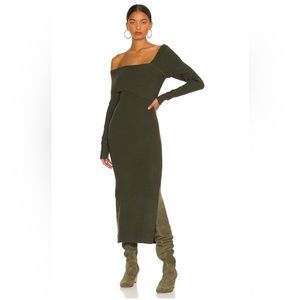 Sylvie Midi Sweater Dress in Olive